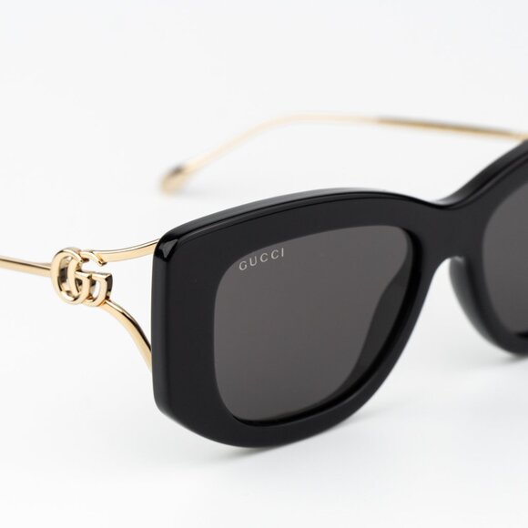 Gucci Women Sunglasses Black Gold Grey Butterfly GG1566S 001 BRAND NEW - Picture 8 of 11
